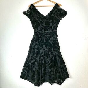 Beth Bowley Velvet Burnout Cap Flutter Sleeve Dress Party Whimsigoth Fairy